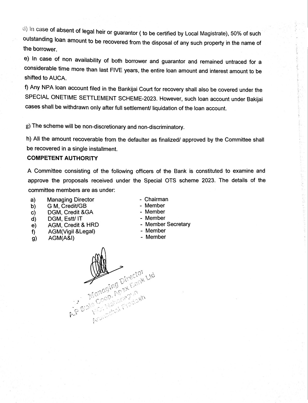 The Arunachal Pradesh State Co-Operative Apex Bank Ltd | OTS Application